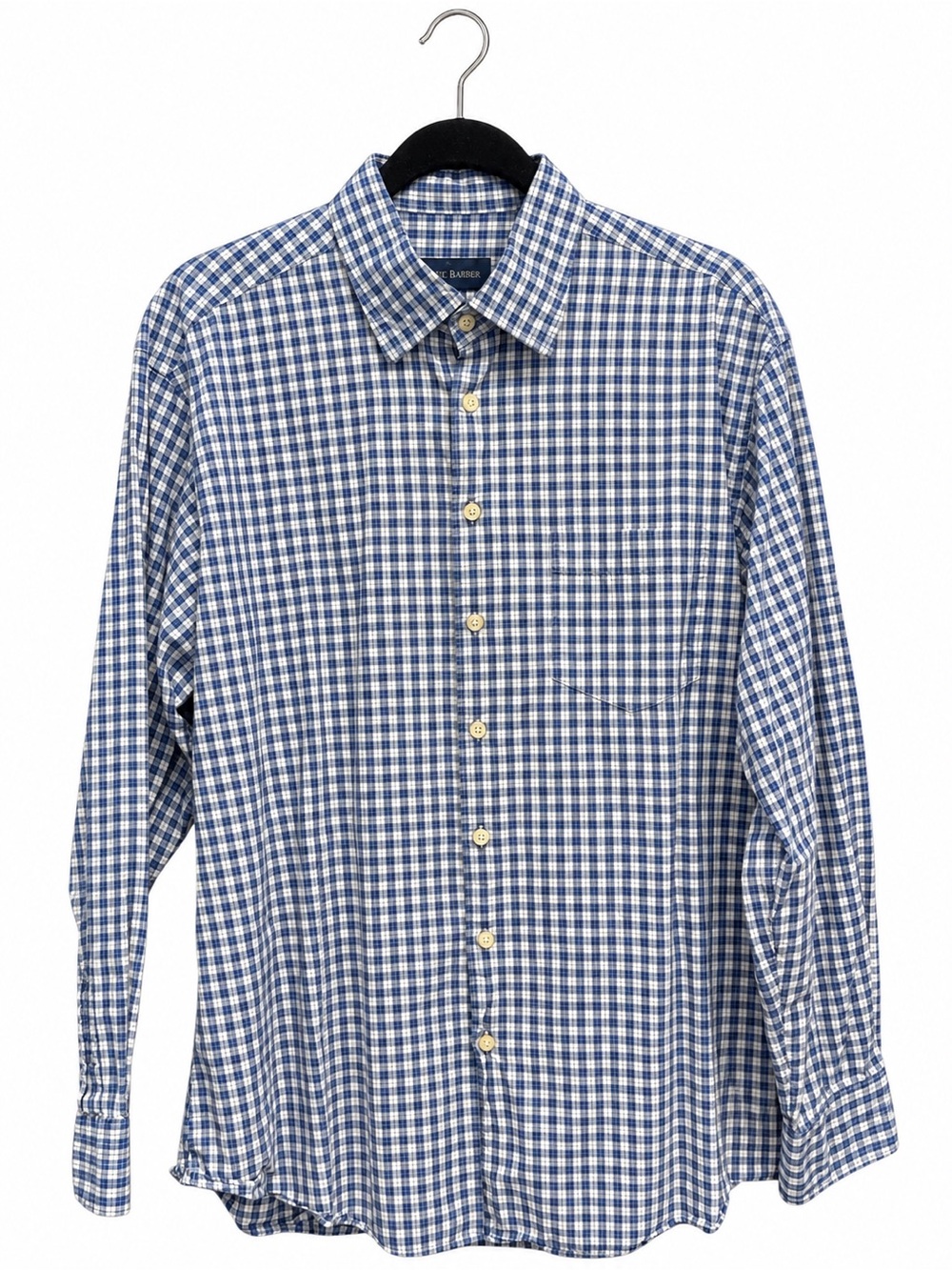 Men's Blue Gingham Button-Down Shirt - Classic Casual